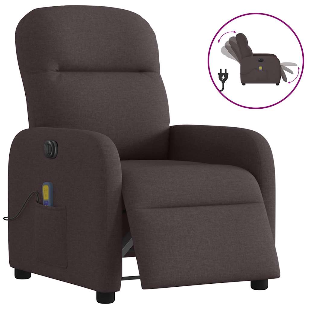 Fauteuil Inclinable Électrique Tissu Marron Foncé