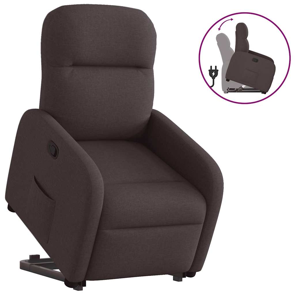 Fauteuil Inclinable Électrique Tissu Marron Foncé