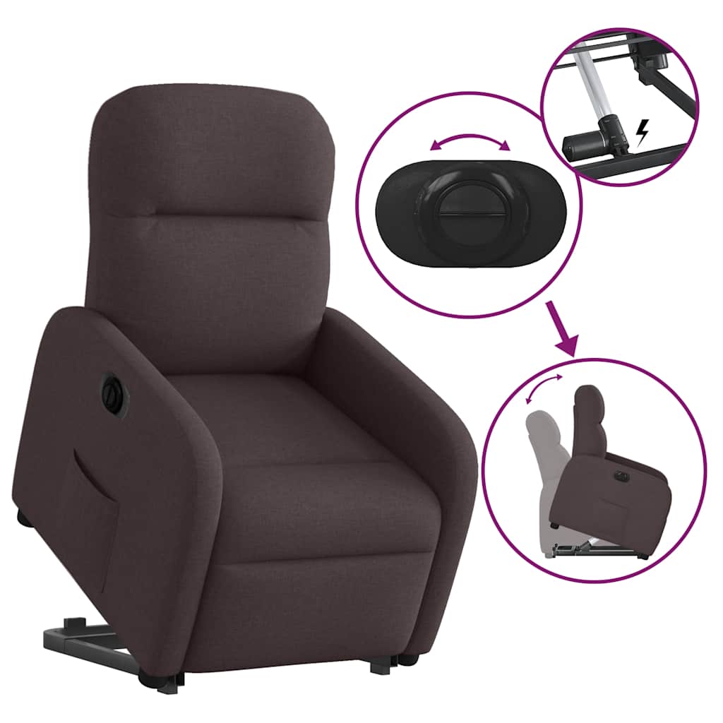 Fauteuil Inclinable Électrique Tissu Marron Foncé