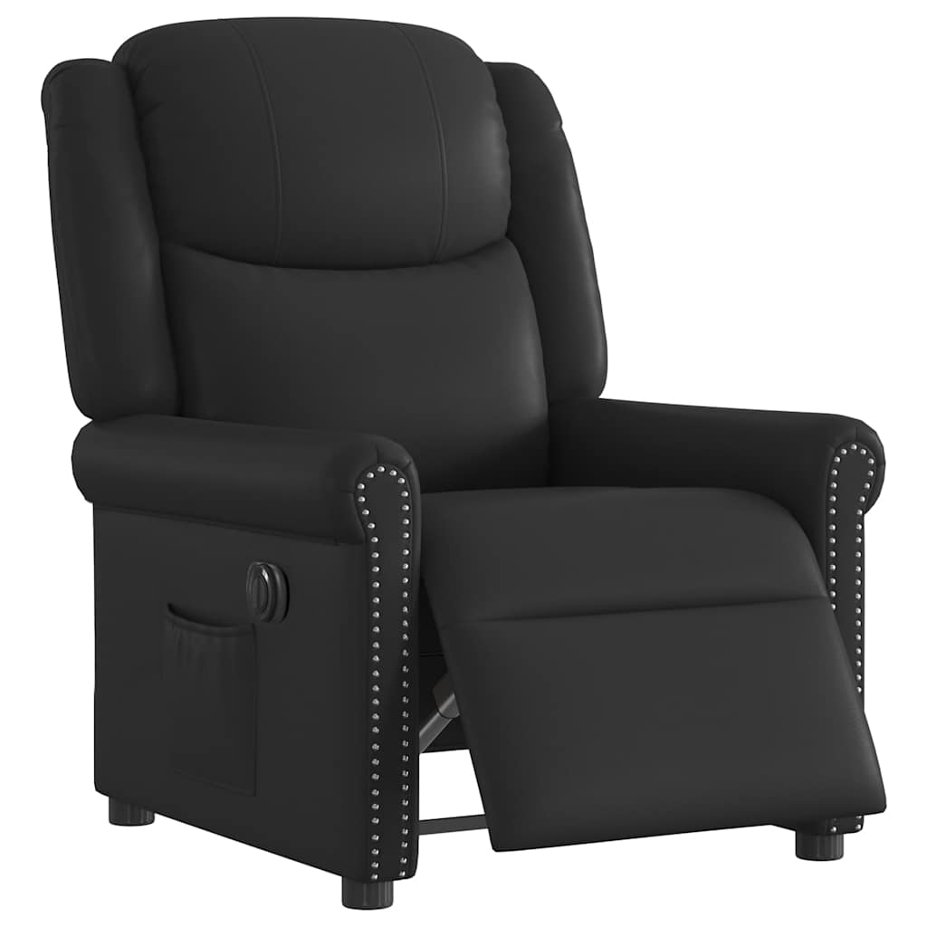 Fauteuil Massage Inclinable Électrique Brillant Similicuir Noir