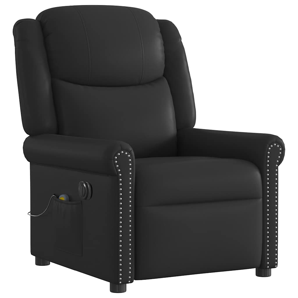Fauteuil Massage Inclinable Électrique Brillant Similicuir Noir