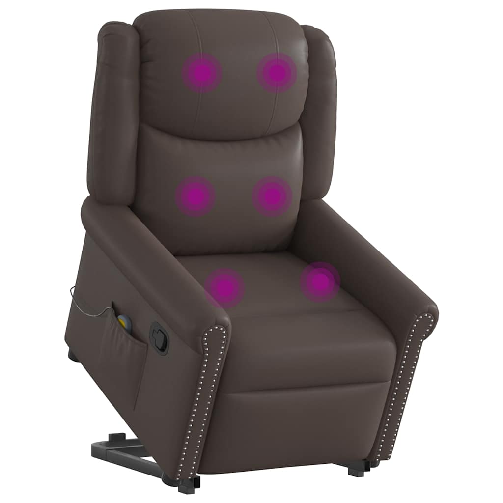Fauteuil Inclinable Électrique Brillant Similicuir Marron