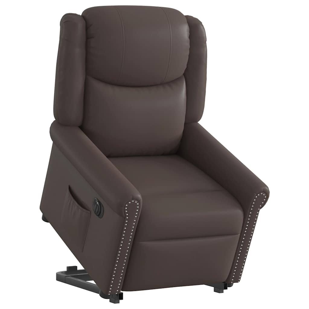 Fauteuil Inclinable Électrique Brillant Similicuir Marron