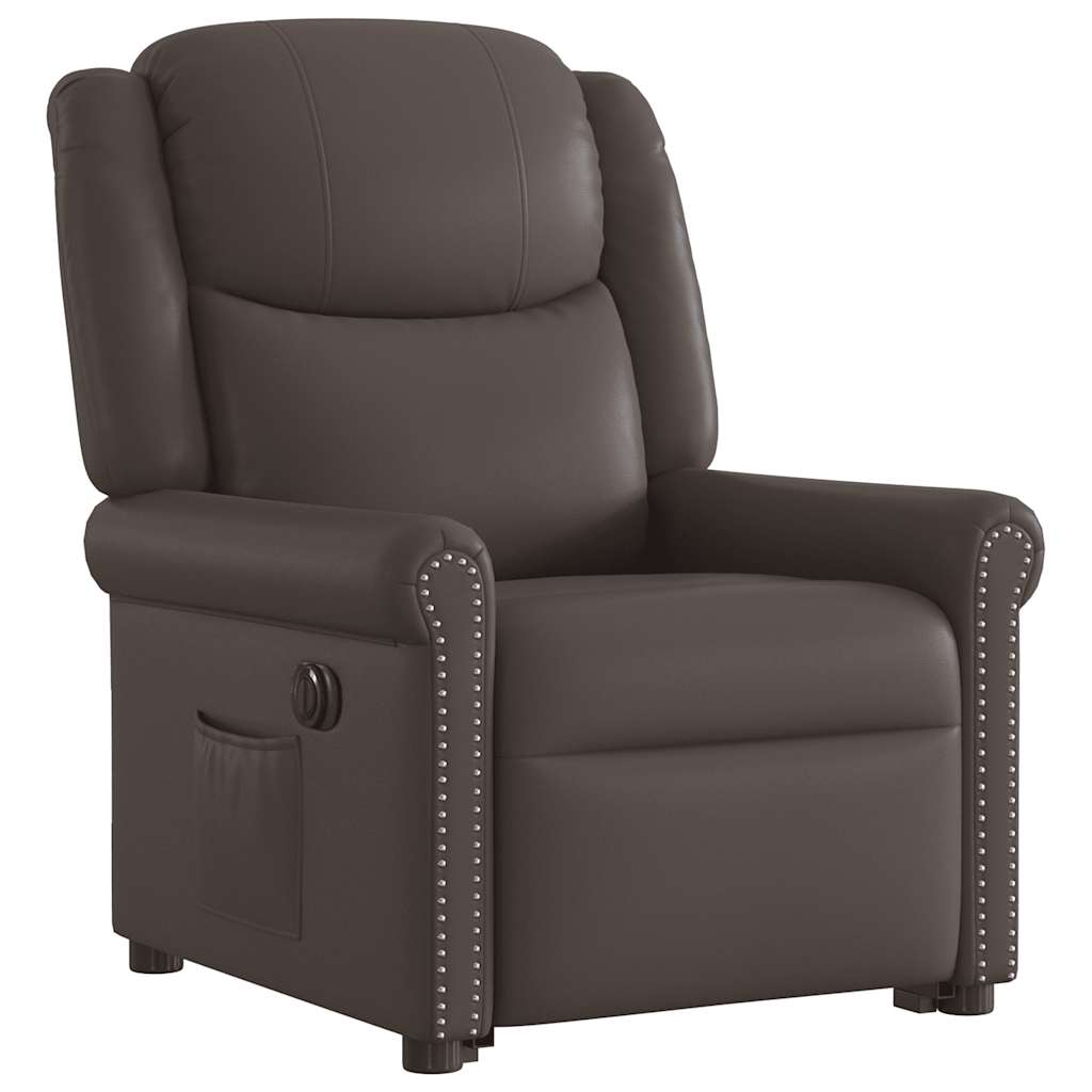 Fauteuil Inclinable Électrique Brillant Similicuir Marron