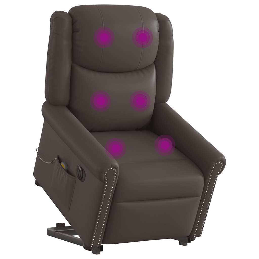 Fauteuil Inclinable Électrique Brillant Similicuir Marron
