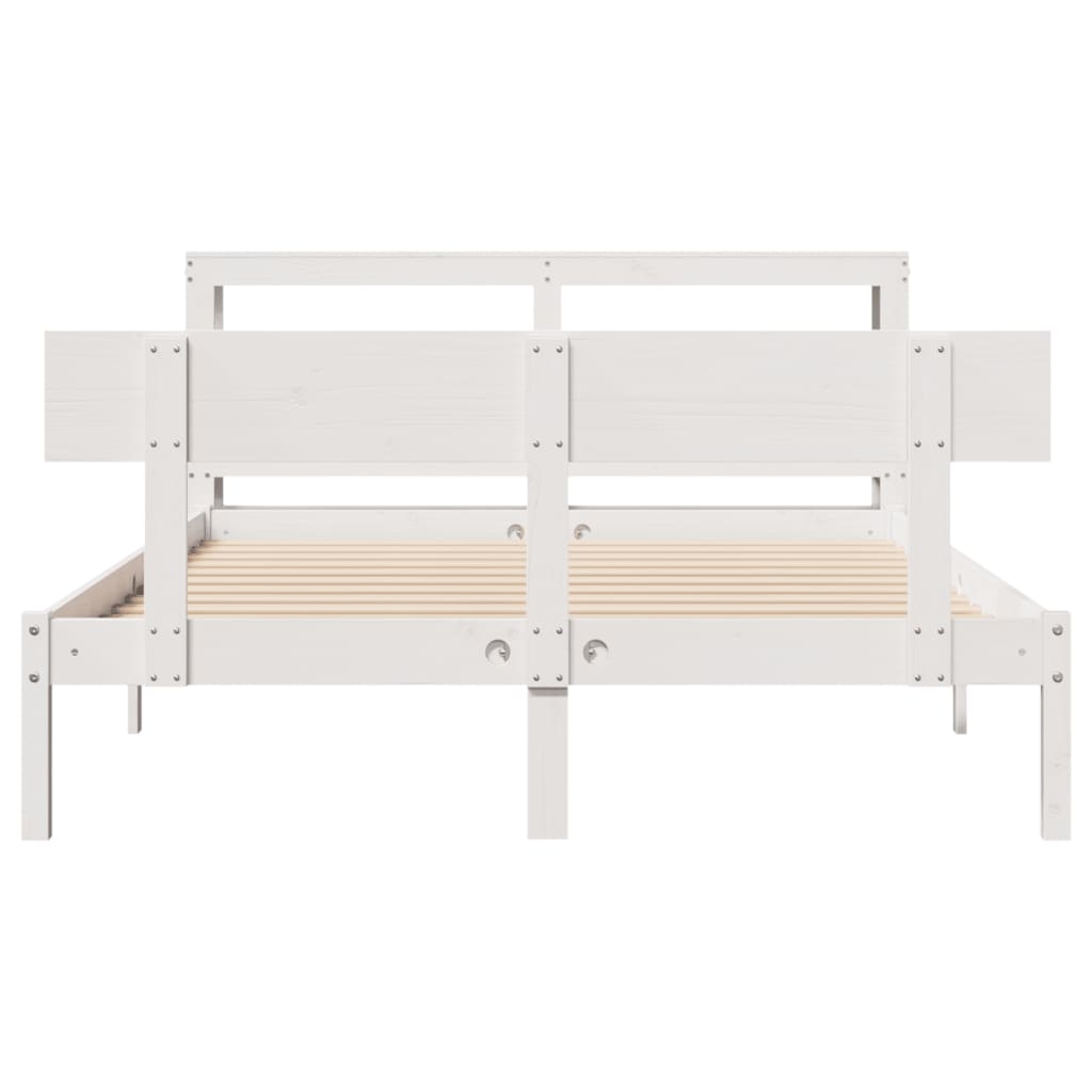 Cadre De Lit Sans Matelas Blanc 120X200 Cm Bois De Pin Massif
