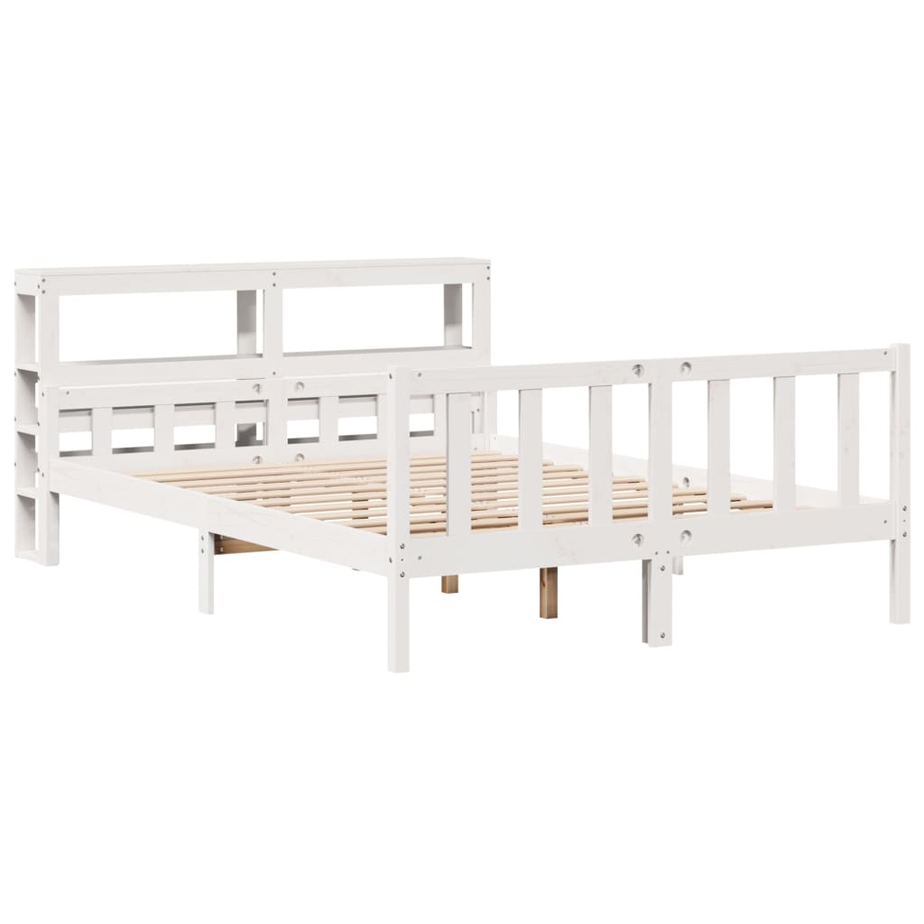 Cadre De Lit Sans Matelas Blanc 150X200 Cm Bois De Pin Massif