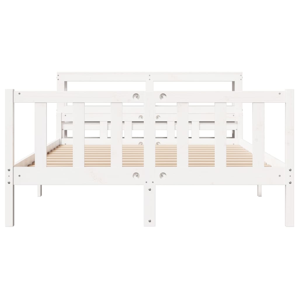 Cadre De Lit Sans Matelas Blanc 150X200 Cm Bois De Pin Massif