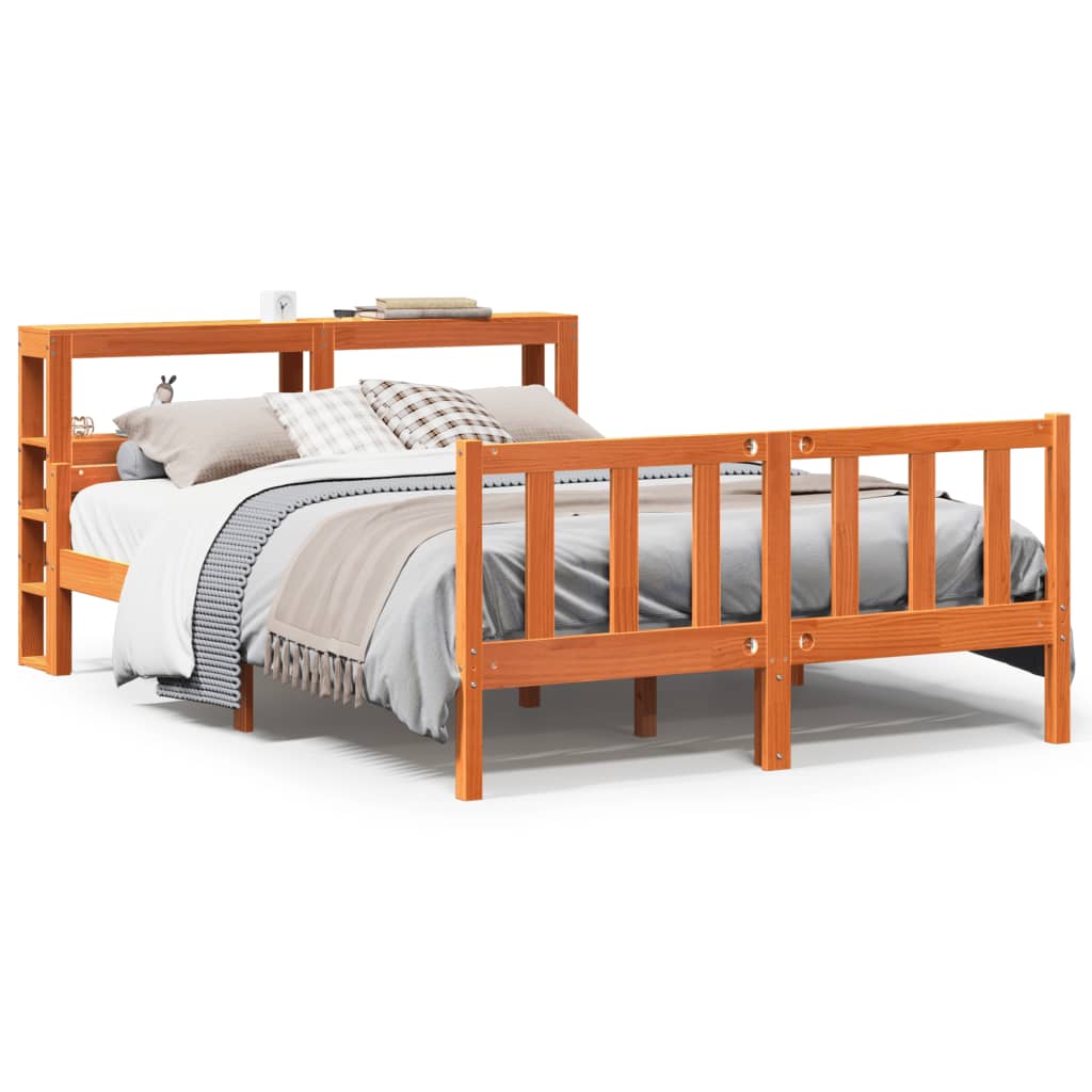 Cadre De Lit Et Tête De Lit Sans Matelas Cire Marron 160X200 Cm