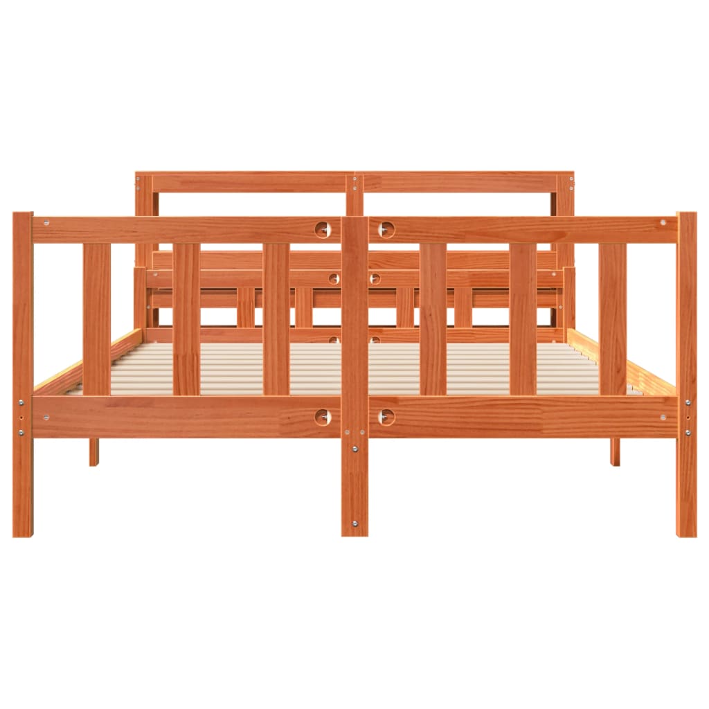 Cadre De Lit Et Tête De Lit Sans Matelas Cire Marron 160X200 Cm