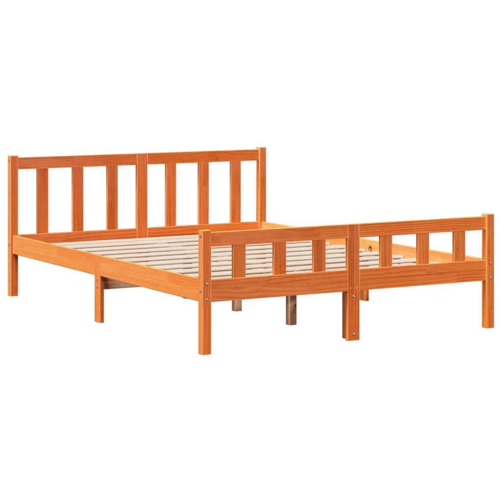 Cadre De Lit Et Tête De Lit Sans Matelas Cire Marron 160X200 Cm