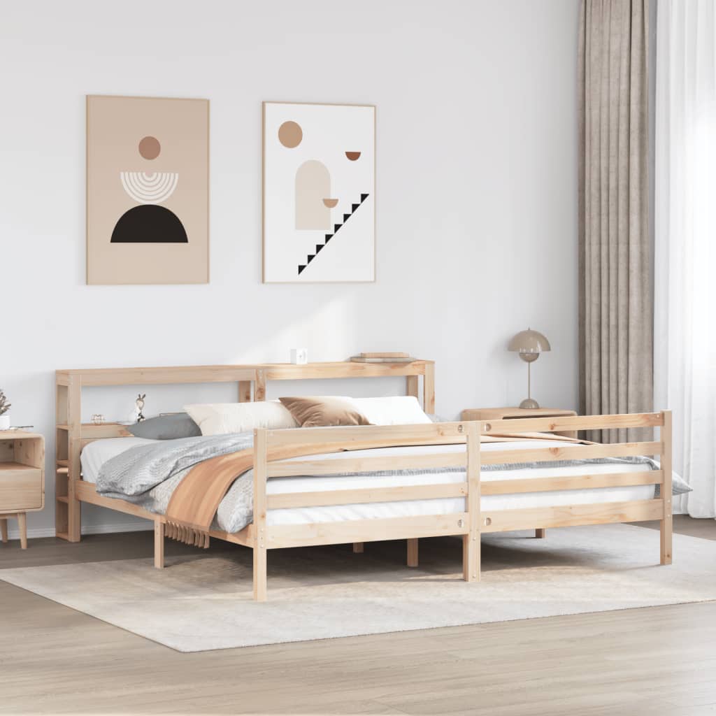 Cadre De Lit Avec Tête De Lit Sans Matelas 200X200 Cm