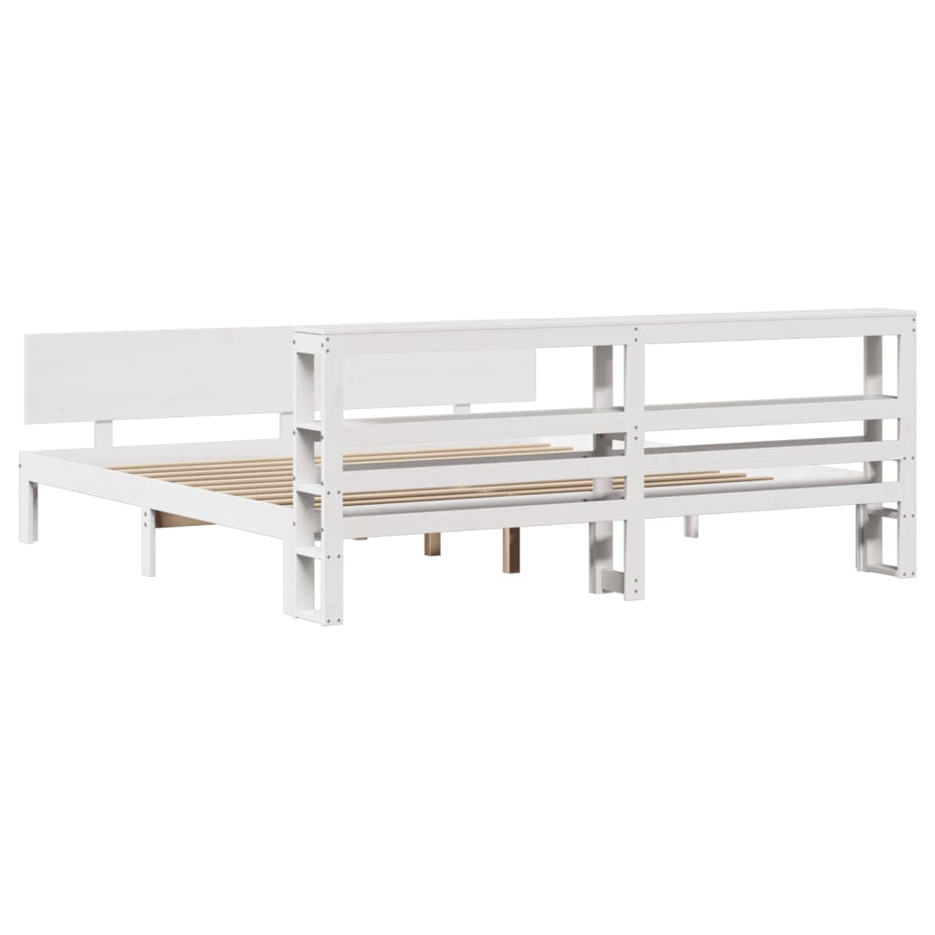 Cadre De Lit Avec Tête De Lit Sans Matelas Blanc 200X200 Cm