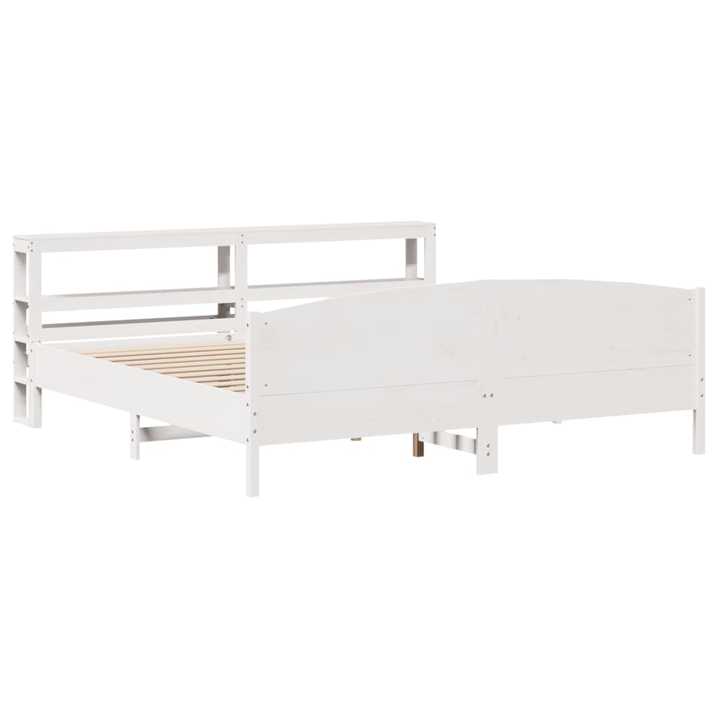 Cadre De Lit Sans Matelas Blanc 200X200 Cm Bois Massif De Pin