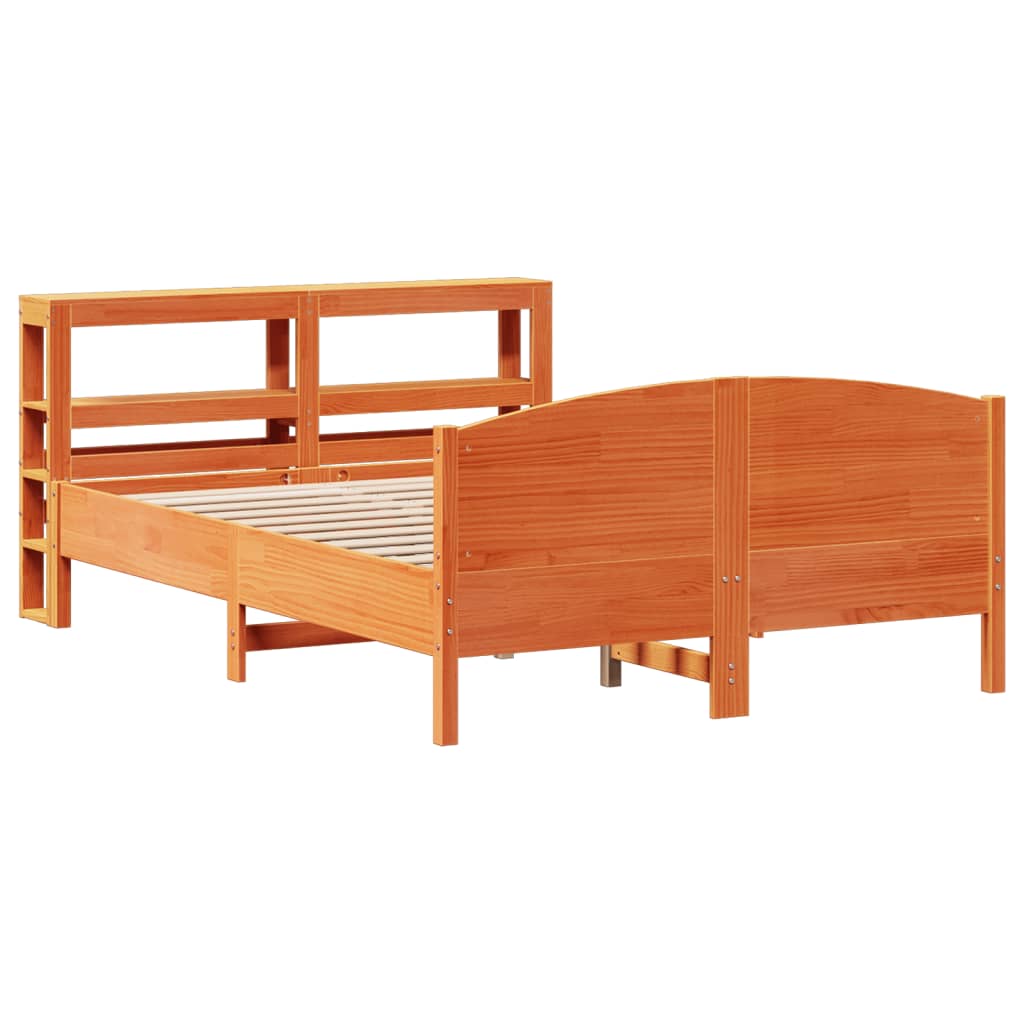 Cadre De Lit Sans Matelas Cire Marron 160X200Cm Bois Pin Massif