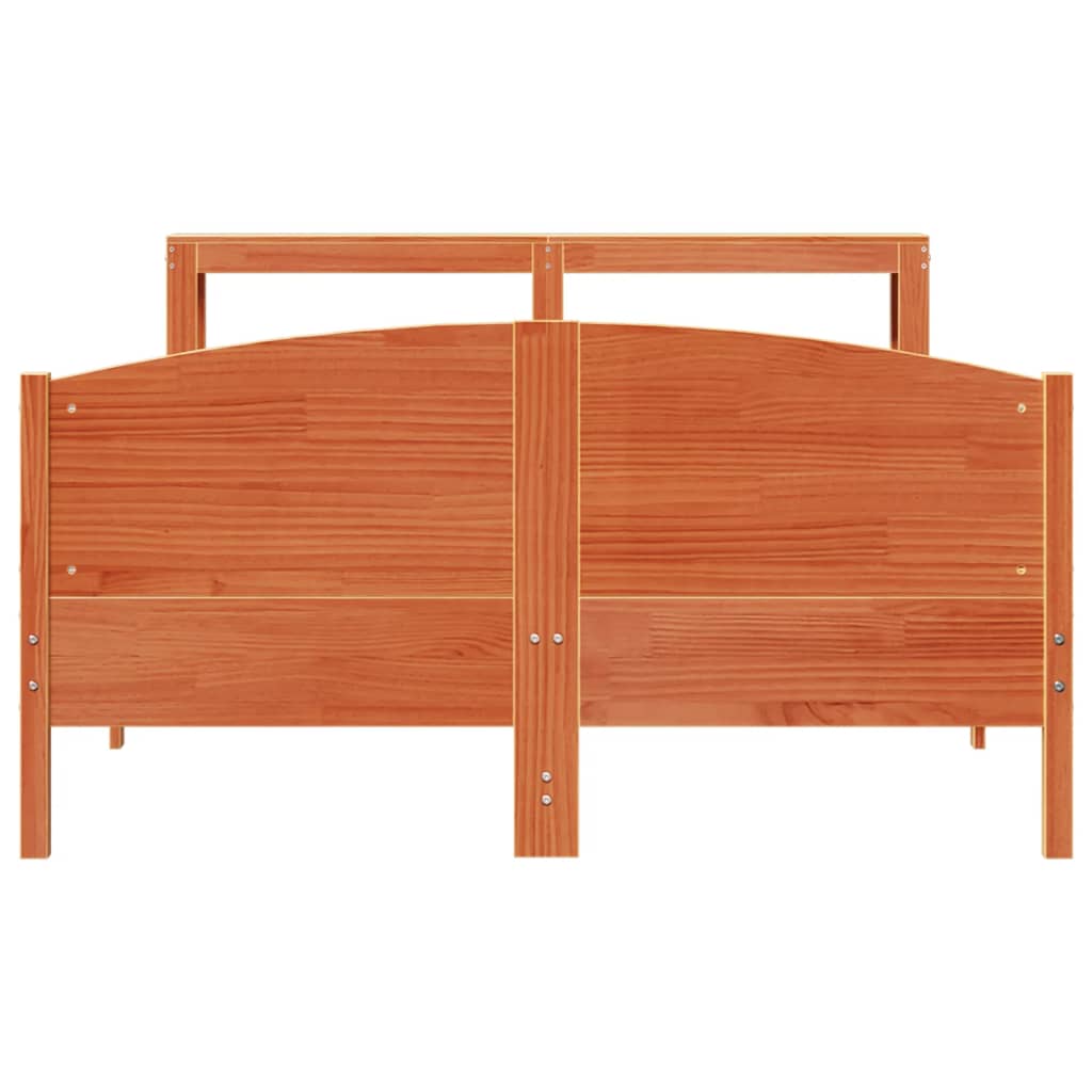 Cadre De Lit Sans Matelas Cire Marron 160X200Cm Bois Pin Massif