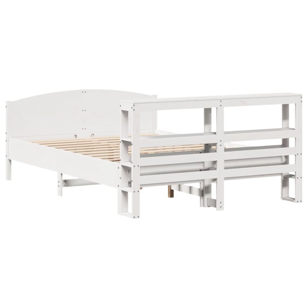 Cadre De Lit Sans Matelas Blanc 150X200 Cm Bois De Pin Massif
