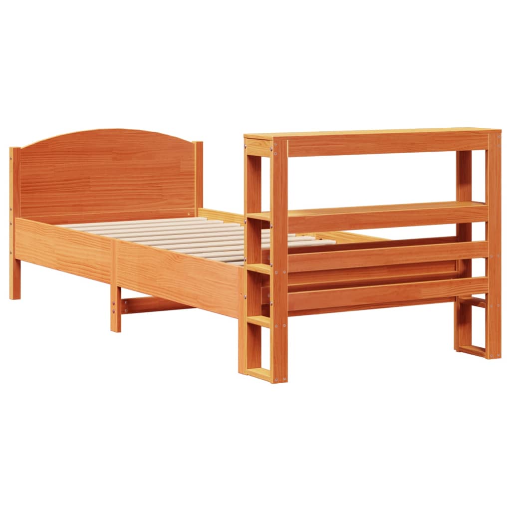 Cadre De Lit Sans Matelas Cire Marron 100X200Cm Bois Pin Massif