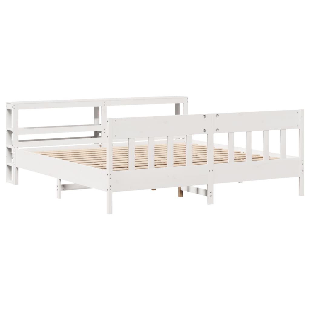 Cadre De Lit Sans Matelas Blanc 180X200 Cm Bois Massif De Pin