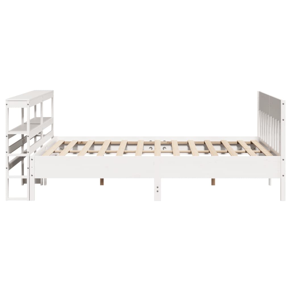 Cadre De Lit Sans Matelas Blanc 180X200 Cm Bois Massif De Pin
