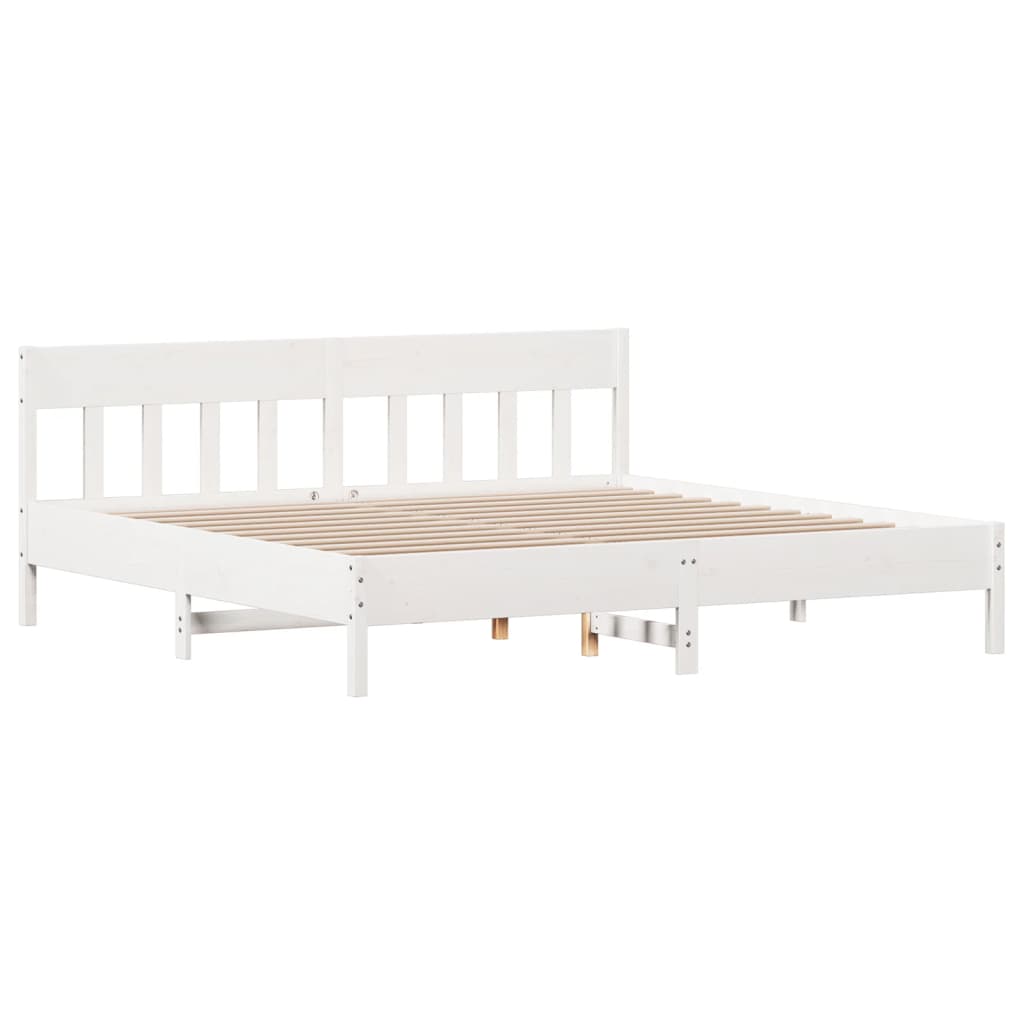 Cadre De Lit Sans Matelas Blanc 180X200 Cm Bois Massif De Pin
