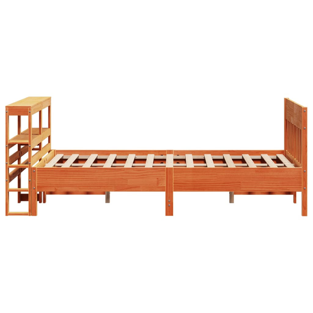 Cadre De Lit Sans Matelas Cire Marron 150X200Cm Bois Pin Massif