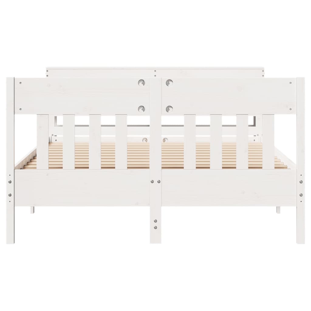 Cadre De Lit Sans Matelas Blanc 120X200 Cm Bois De Pin Massif
