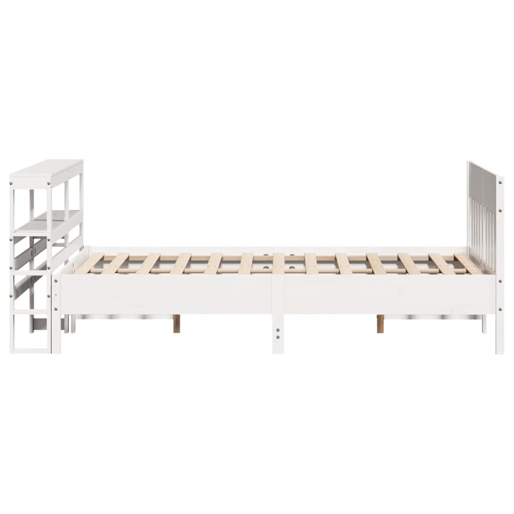 Cadre De Lit Sans Matelas Blanc 120X200 Cm Bois De Pin Massif