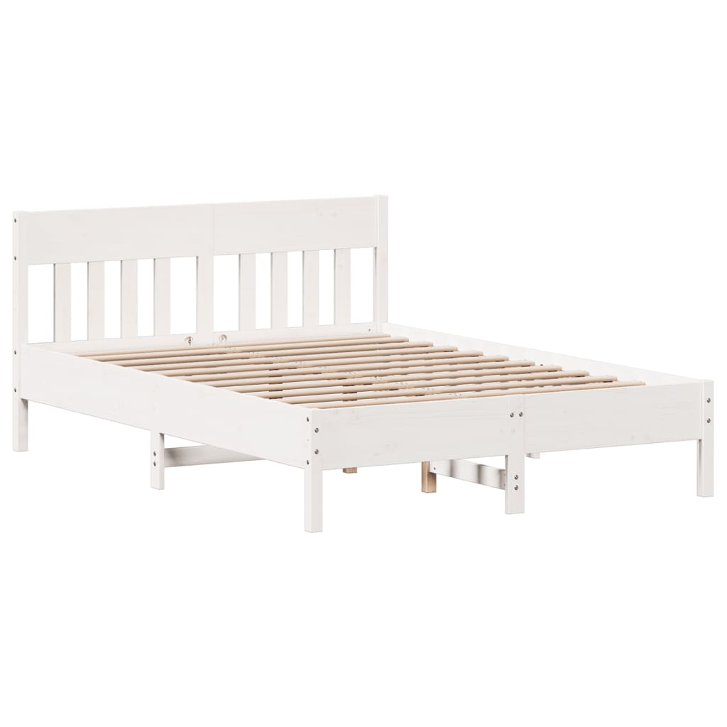 Cadre De Lit Sans Matelas Blanc 120X200 Cm Bois De Pin Massif
