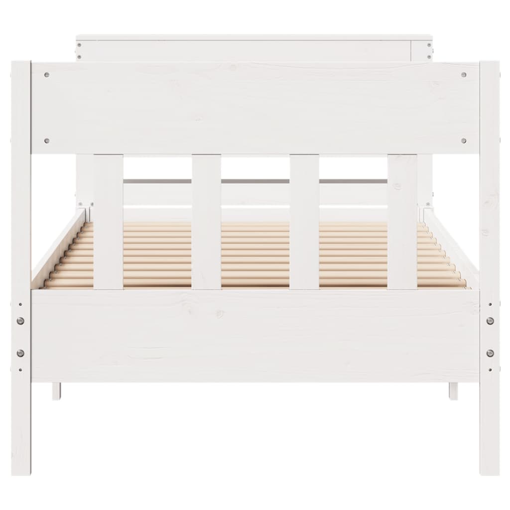 Cadre De Lit Sans Matelas Blanc 75X190 Cm Bois De Pin Massif