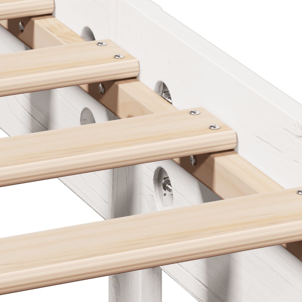 Cadre De Lit Sans Matelas Blanc 75X190 Cm Bois De Pin Massif