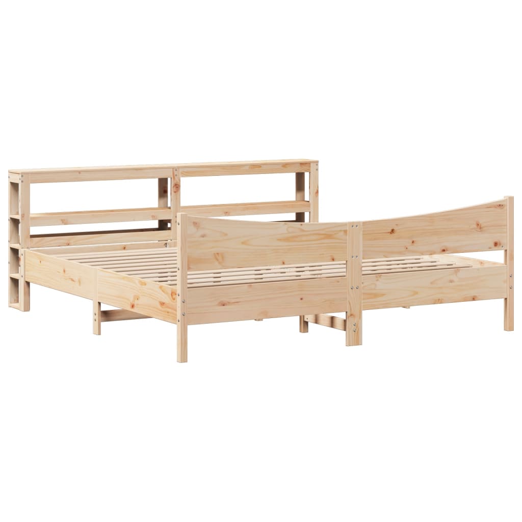 Cadre De Lit Avec Tête De Lit 180X200 Cm Bois De Pin Massif