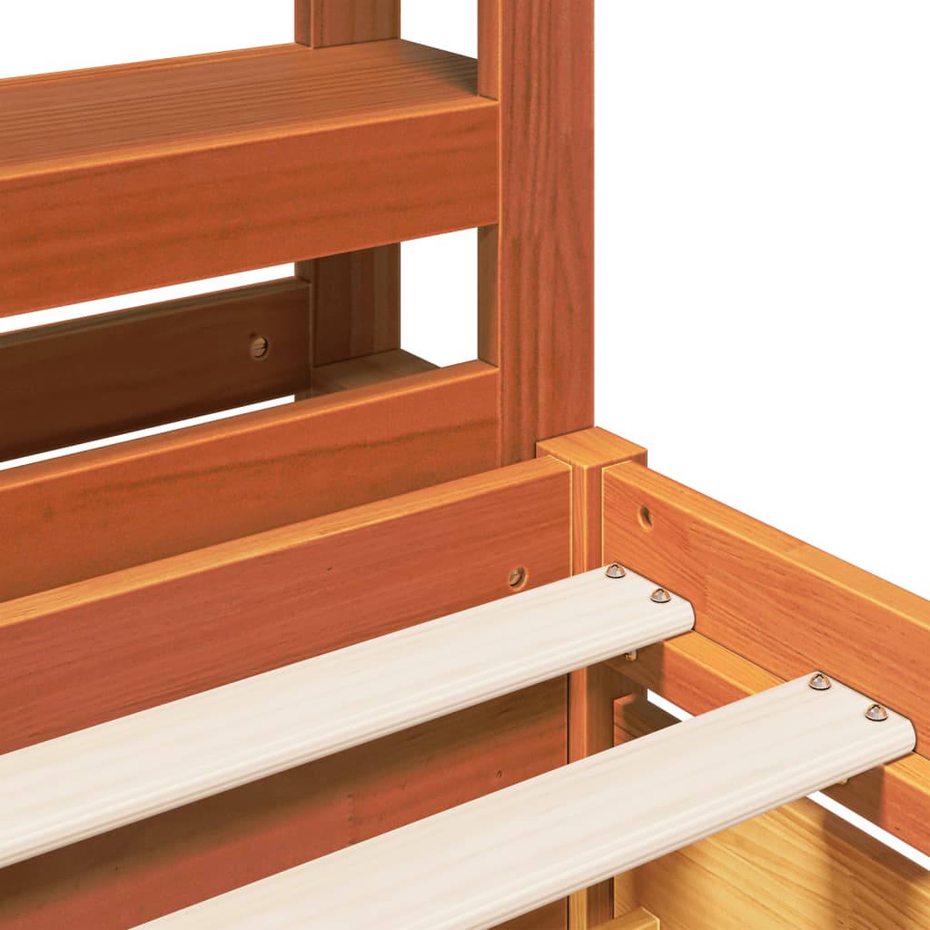 Cadre De Lit Sans Matelas Cire Marron 135X190Cm Bois Pin Massif