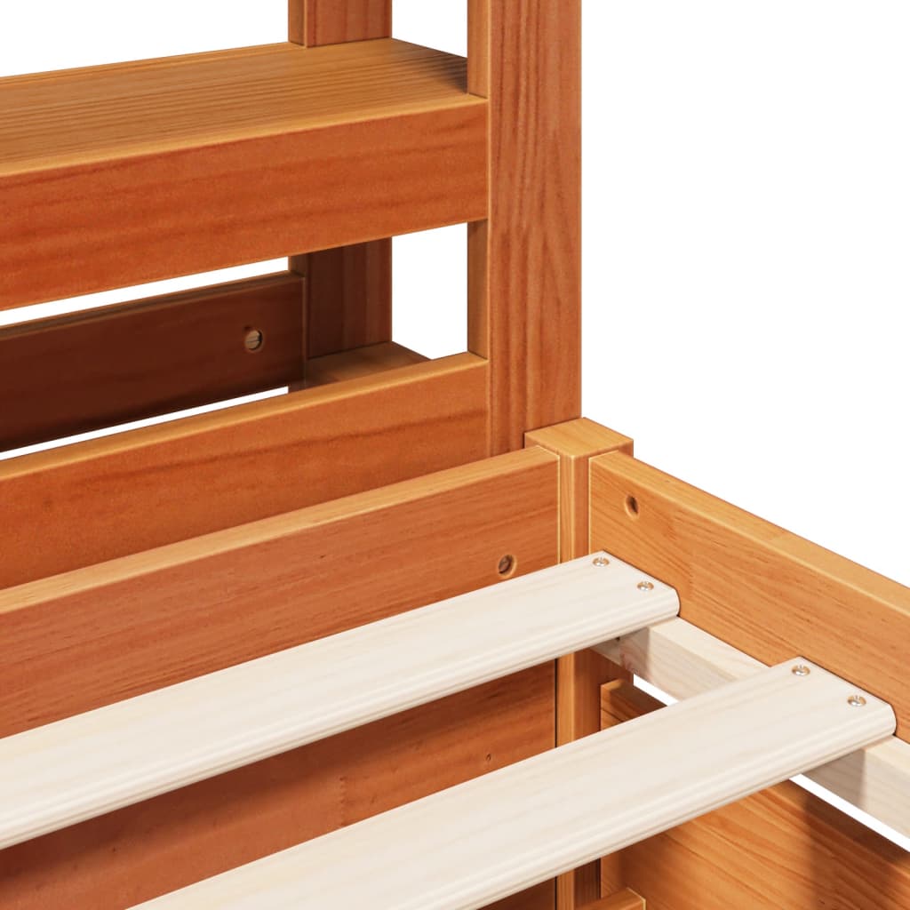 Cadre De Lit Sans Matelas Cire Marron 120X190Cm Bois Pin Massif