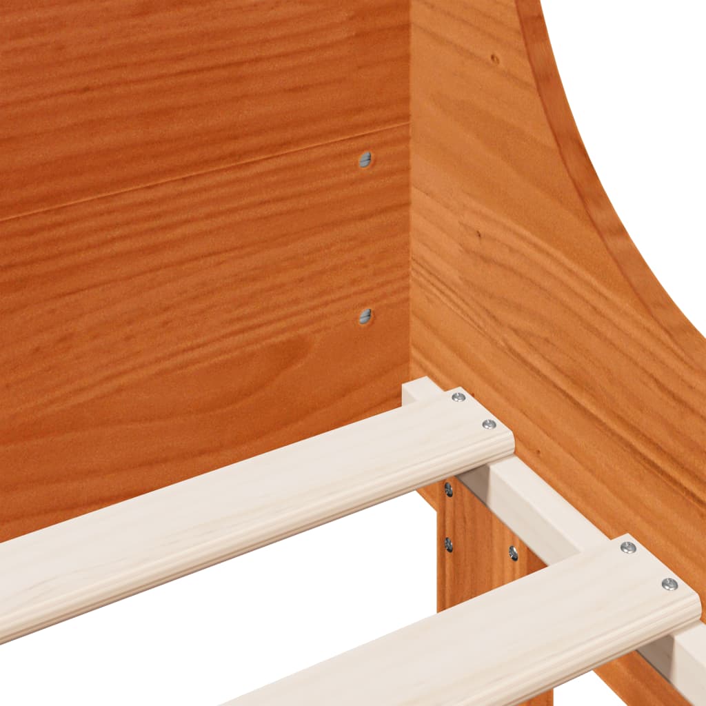 Cadre De Lit Sans Matelas Cire Marron 140X200Cm Bois Pin Massif
