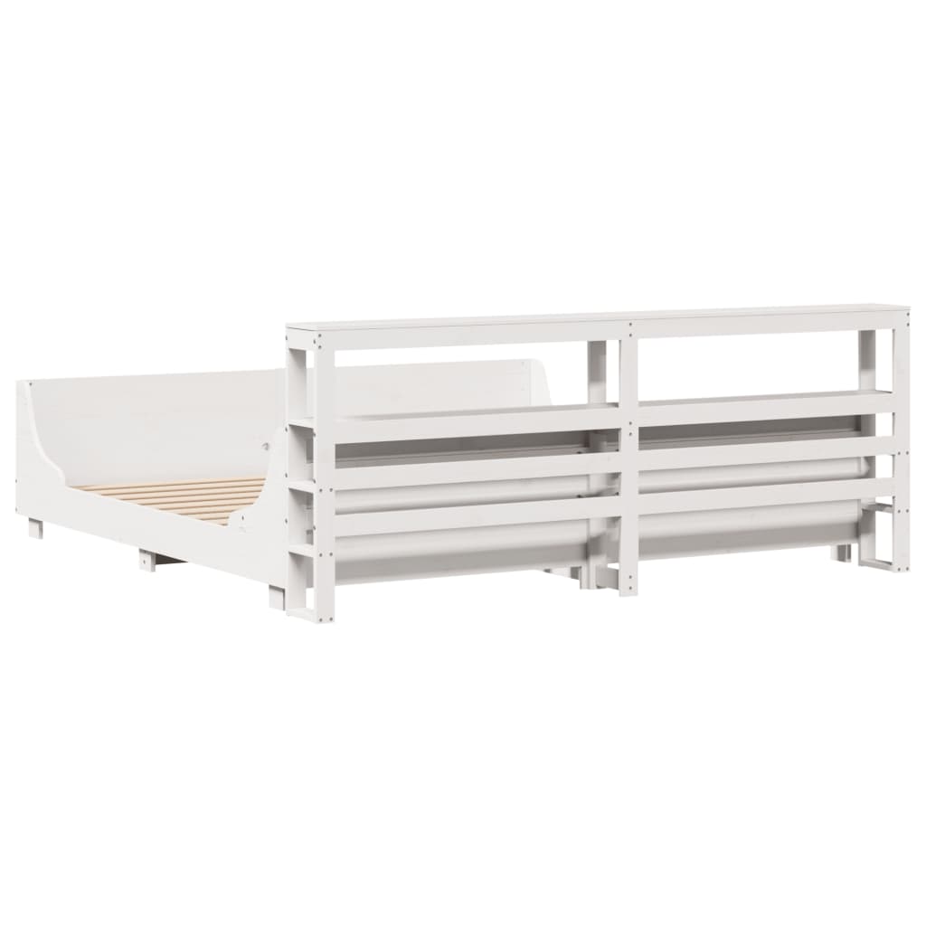 Cadre De Lit Sans Matelas Blanc 200X200 Cm Bois Massif De Pin