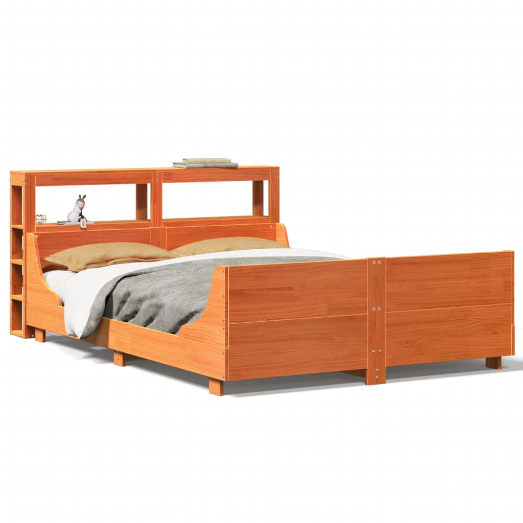 Cadre De Lit Sans Matelas Cire Marron 160X200Cm Bois Pin Massif