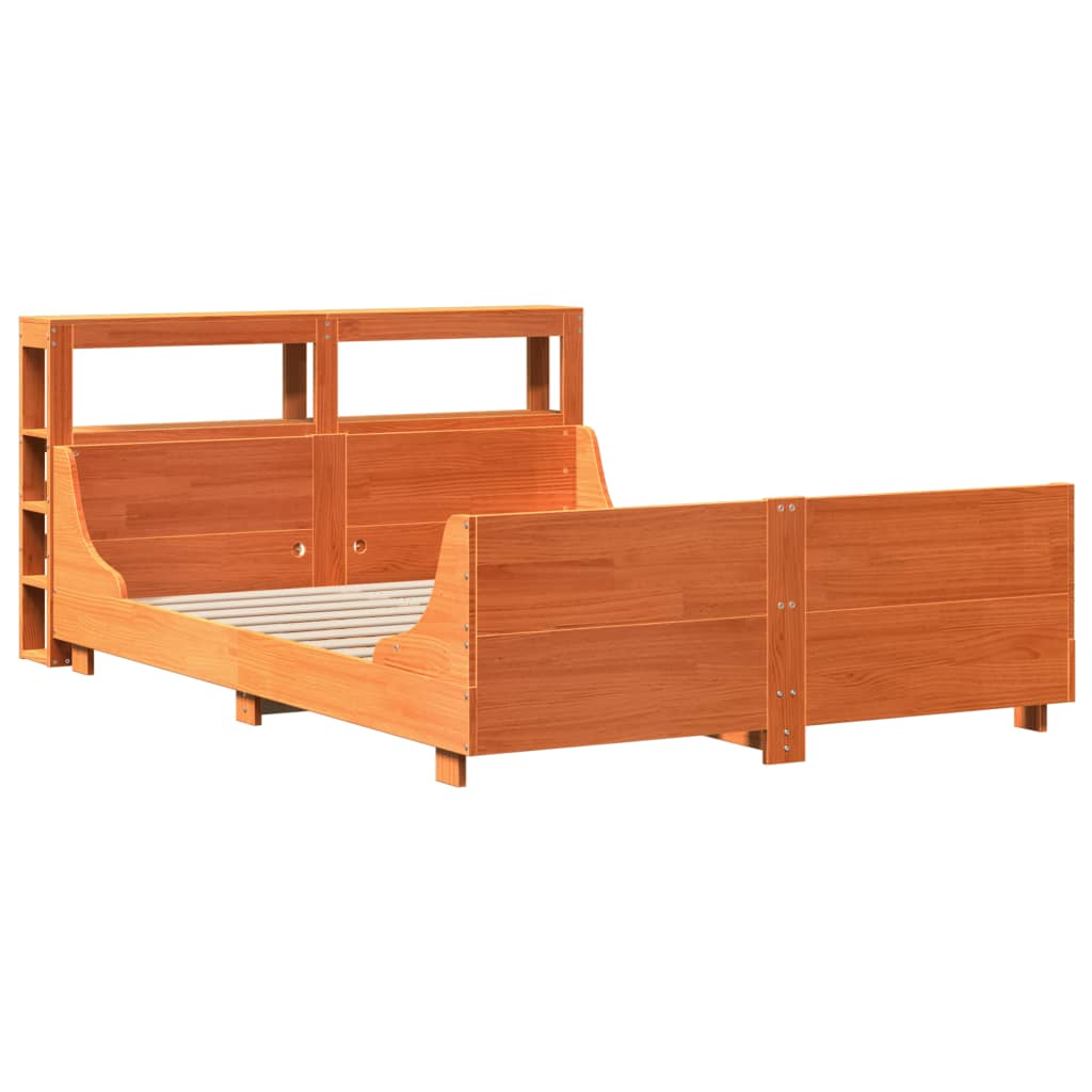 Cadre De Lit Sans Matelas Cire Marron 160X200Cm Bois Pin Massif