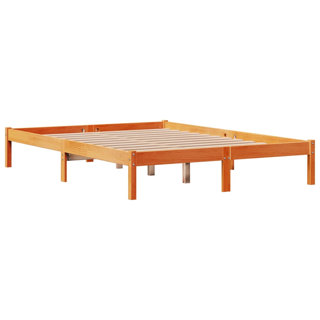Cadre De Lit Et Tête De Lit Sans Matelas Cire Marron