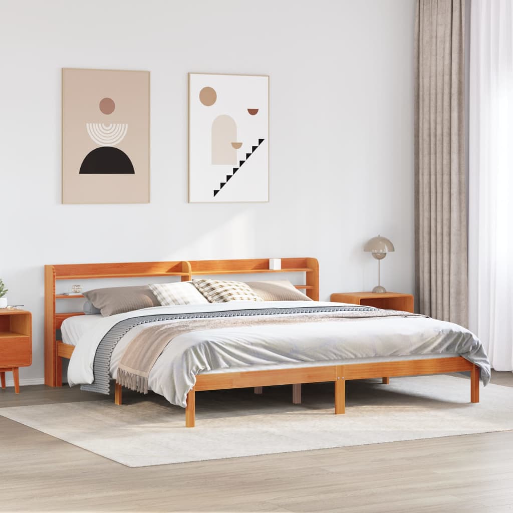 Cadre De Lit Et Tête De Lit Sans Matelas Cire Marron
