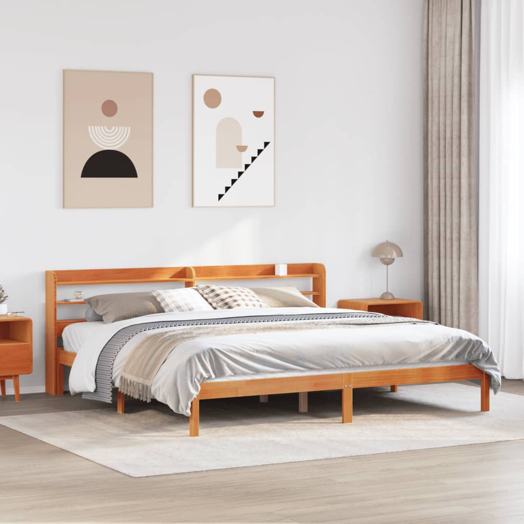Cadre De Lit Et Tête De Lit Sans Matelas Cire Marron