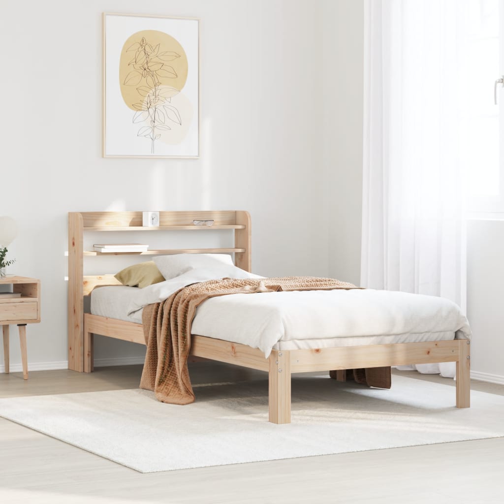 Cadre De Lit Sans Matelas Cire Marron 135X190Cm Bois Pin Massif