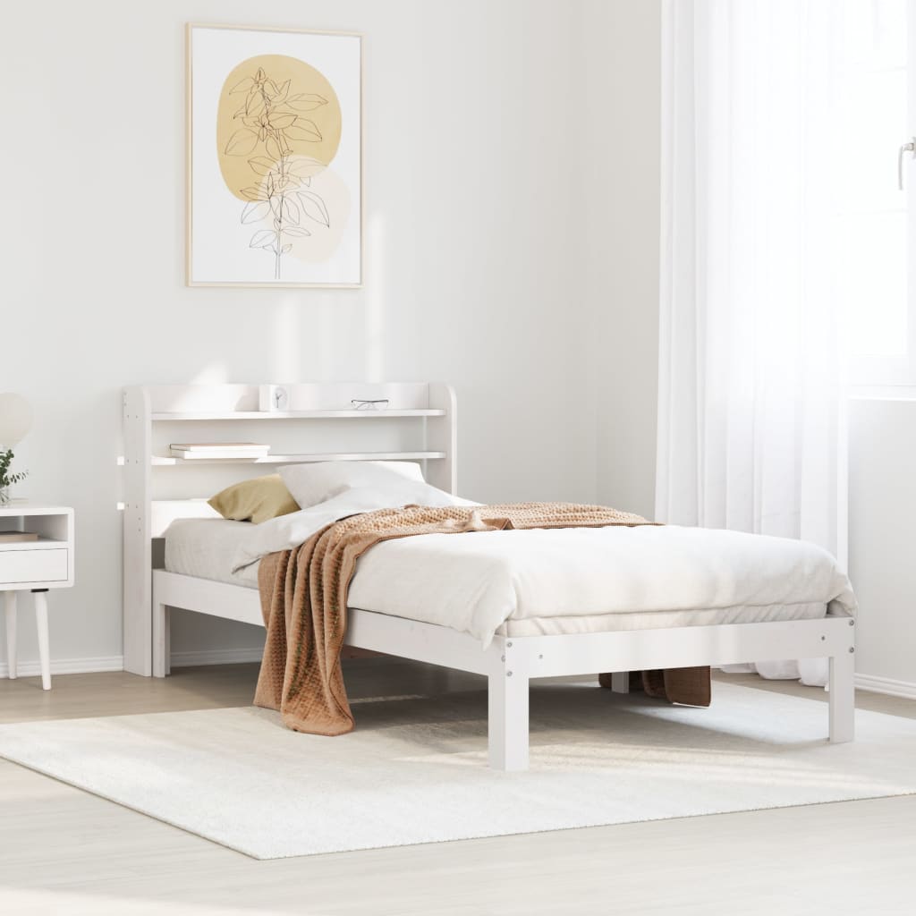 Cadre De Lit Sans Matelas Cire Marron 135X190Cm Bois Pin Massif
