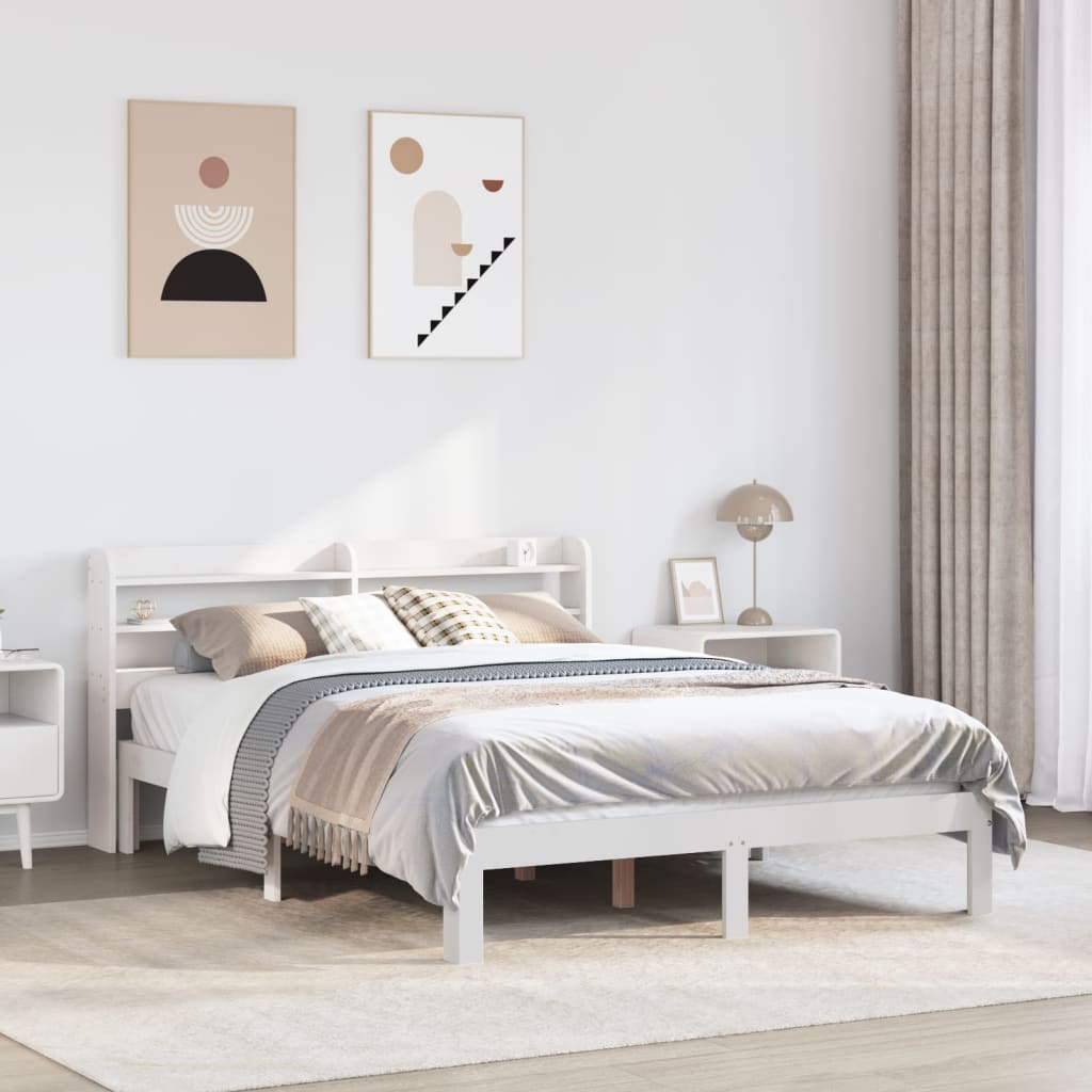 Cadre De Lit Sans Matelas Cire Marron 135X190Cm Bois Pin Massif