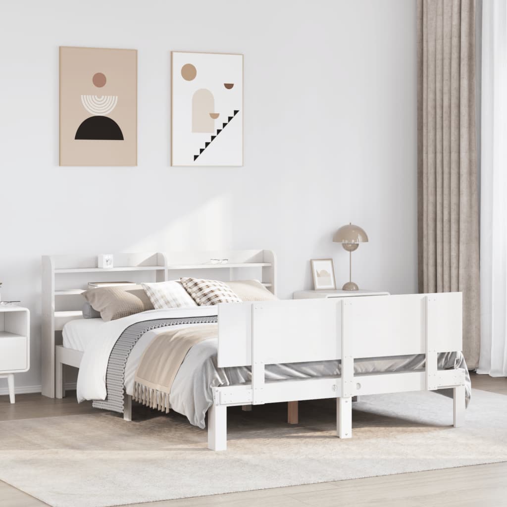 Cadre De Lit Avec Étagère 2 Pc Bois De Pin Massif