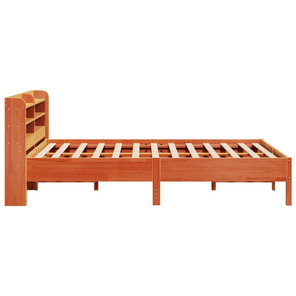 Cadre De Lit Sans Matelas Cire Marron 135X190Cm Bois Pin Massif