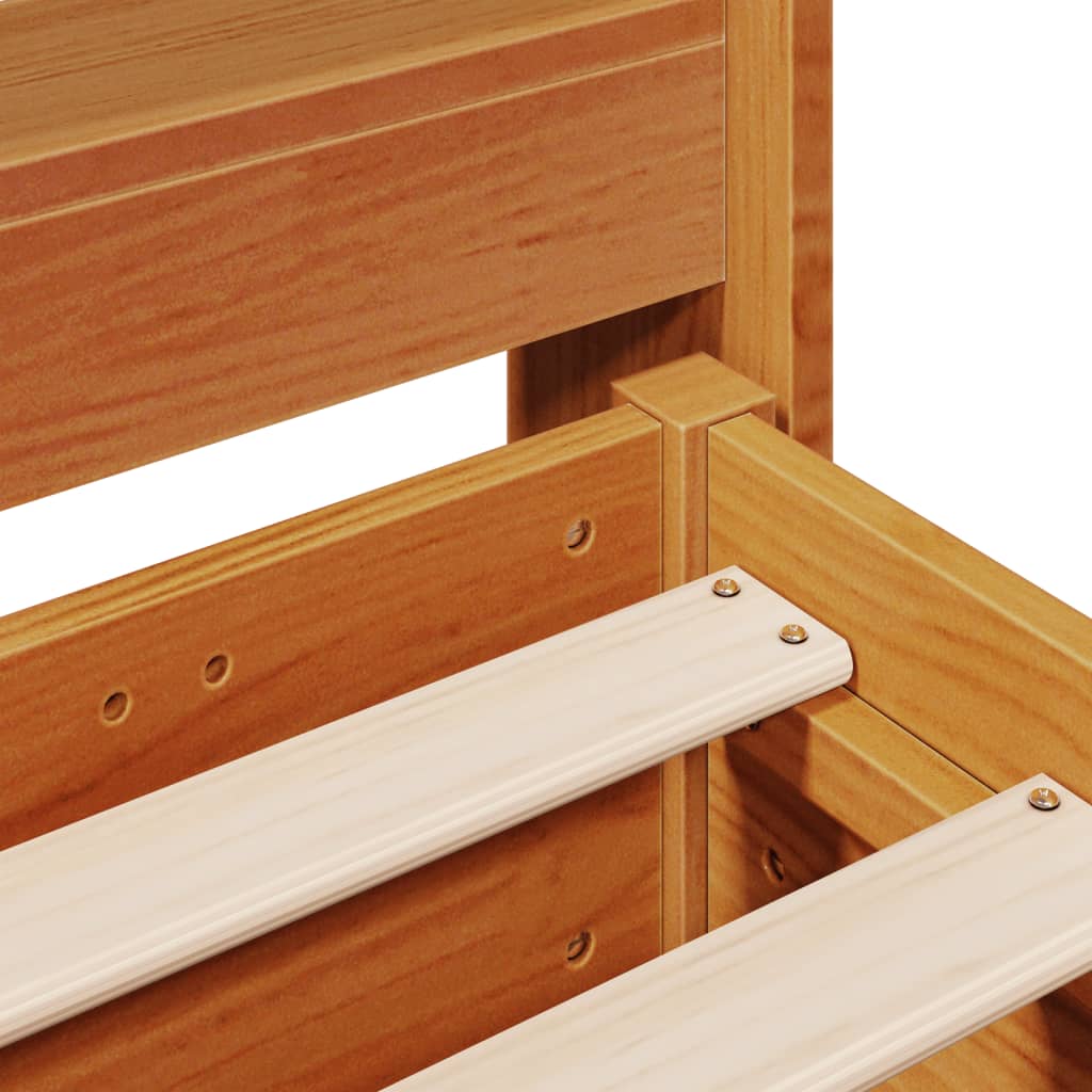 Cadre De Lit Sans Matelas Cire Marron 135X190Cm Bois Pin Massif