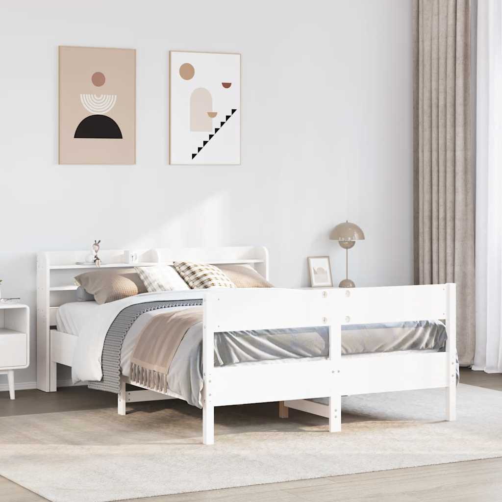 Cadre De Lit Sans Matelas Cire Marron 135X190Cm Bois Pin Massif