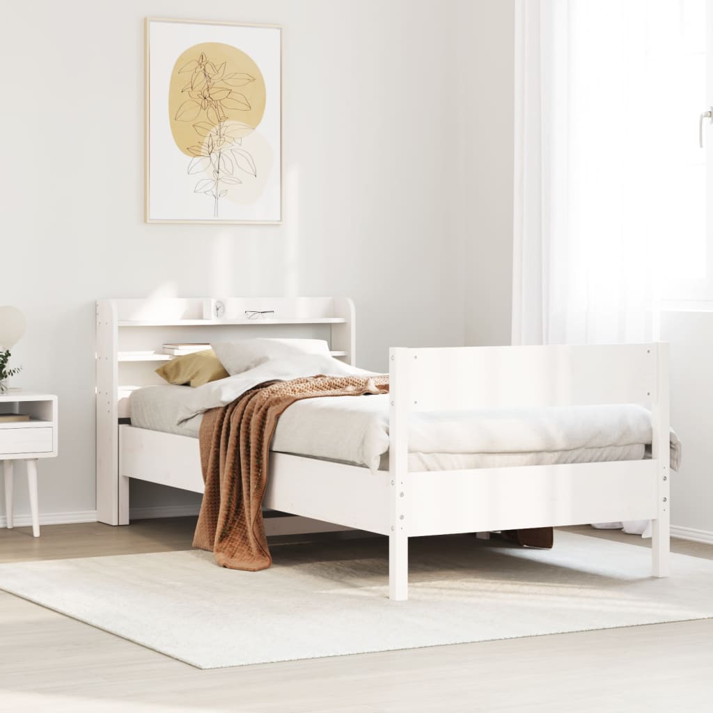 Cadre De Lit Sans Matelas Cire Marron 135X190Cm Bois Pin Massif