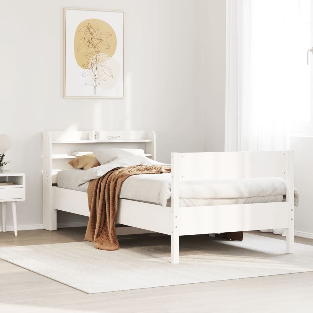Cadre De Lit Sans Matelas Cire Marron 135X190Cm Bois Pin Massif